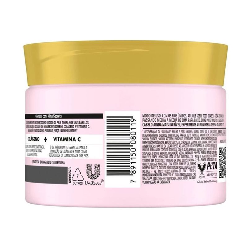 máscara de tratamento seda by niina secrets colágeno e vitamina c 300g