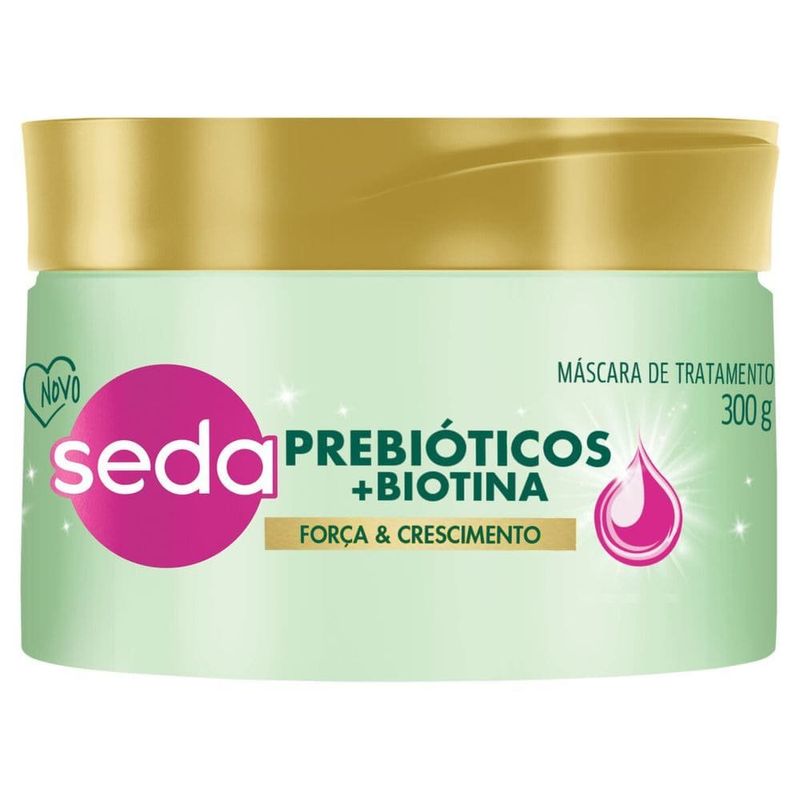 máscara de tratamento seda prebióticos e biotina força e crescimento 300g