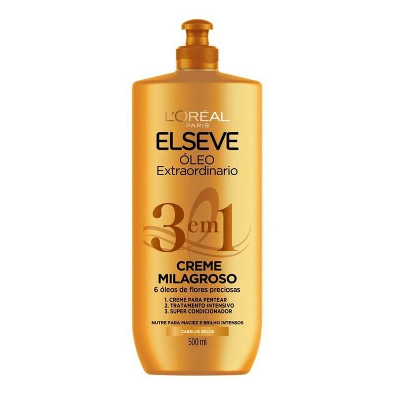 creme milagroso elseve 3 em 1 óleo extraordinário 500ml