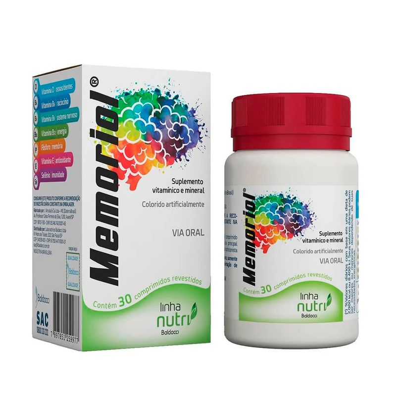 memoriol 30 comprimidos suplemento vitaminico e mineral baldacci