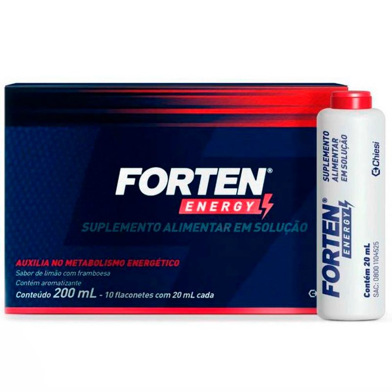 forten energy 10 flaconetes 20ml sabor de limão com framboesa chiesi