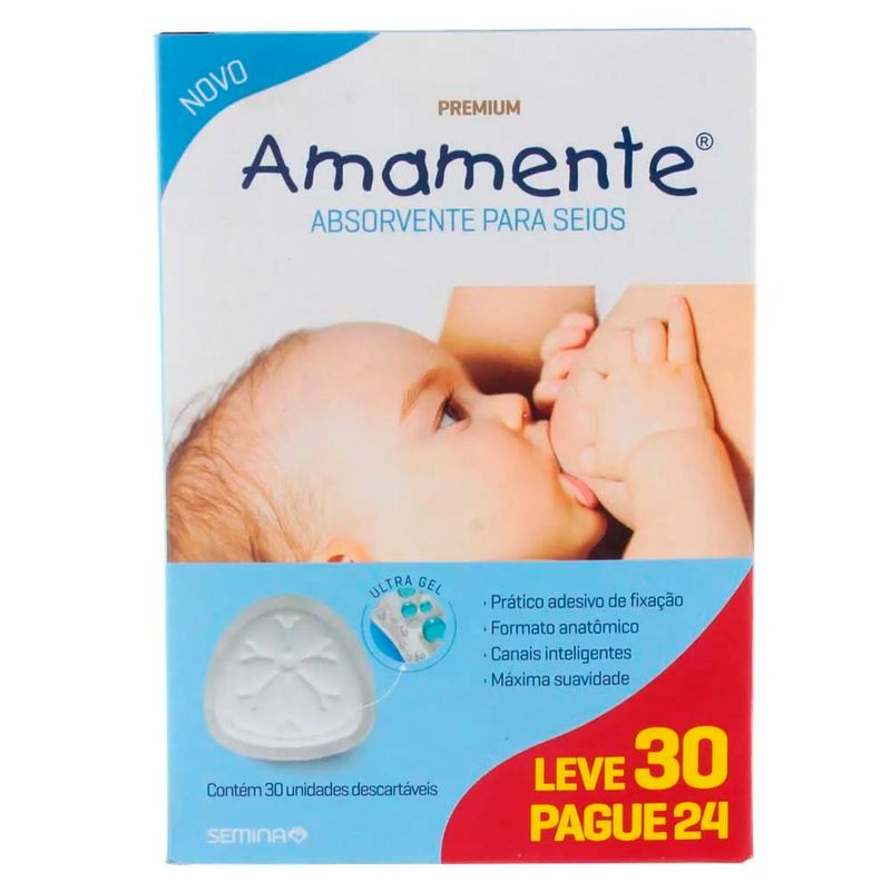absorvente para seios amamente 30 unidades