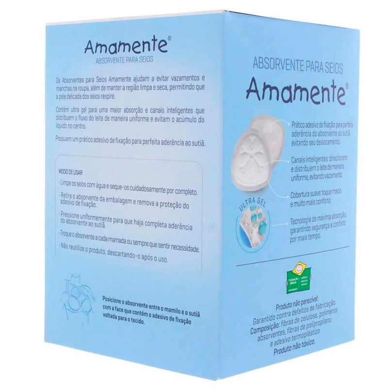 absorvente para seios amamente 30 unidades