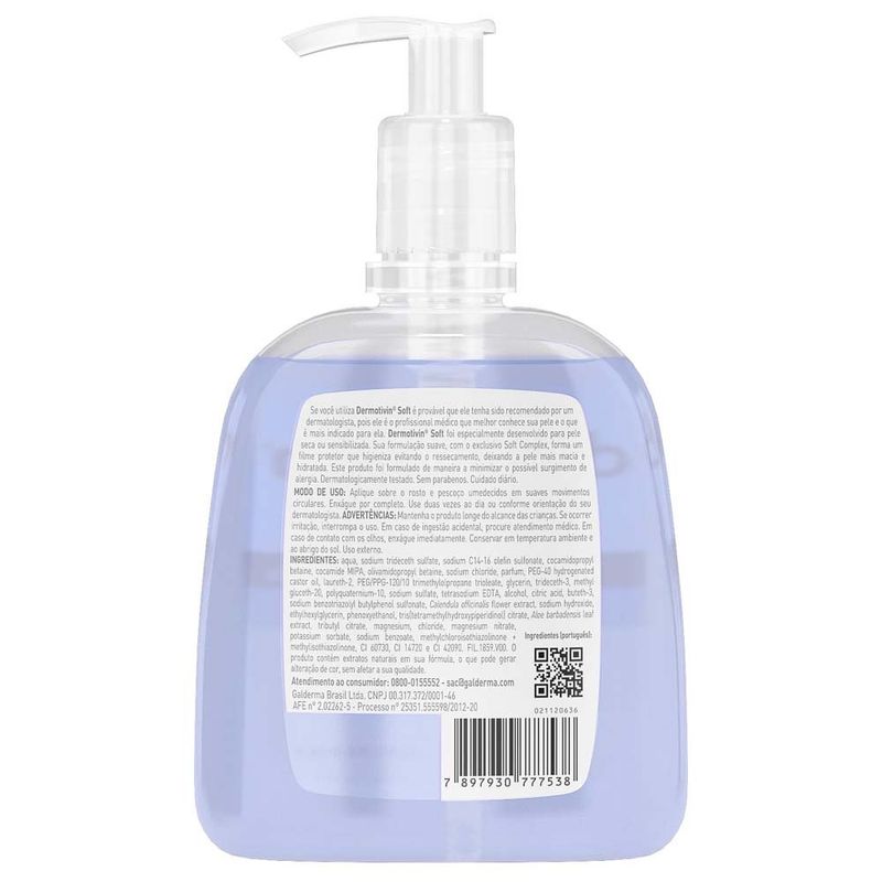 sabonete líquido dermotivin soft pele seca ou sensibilizada 300ml