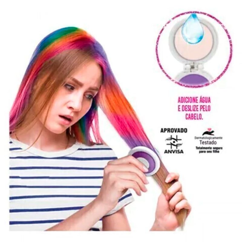 kit mechas coloridas e adesivos de unha infantil polibrinq (mp)