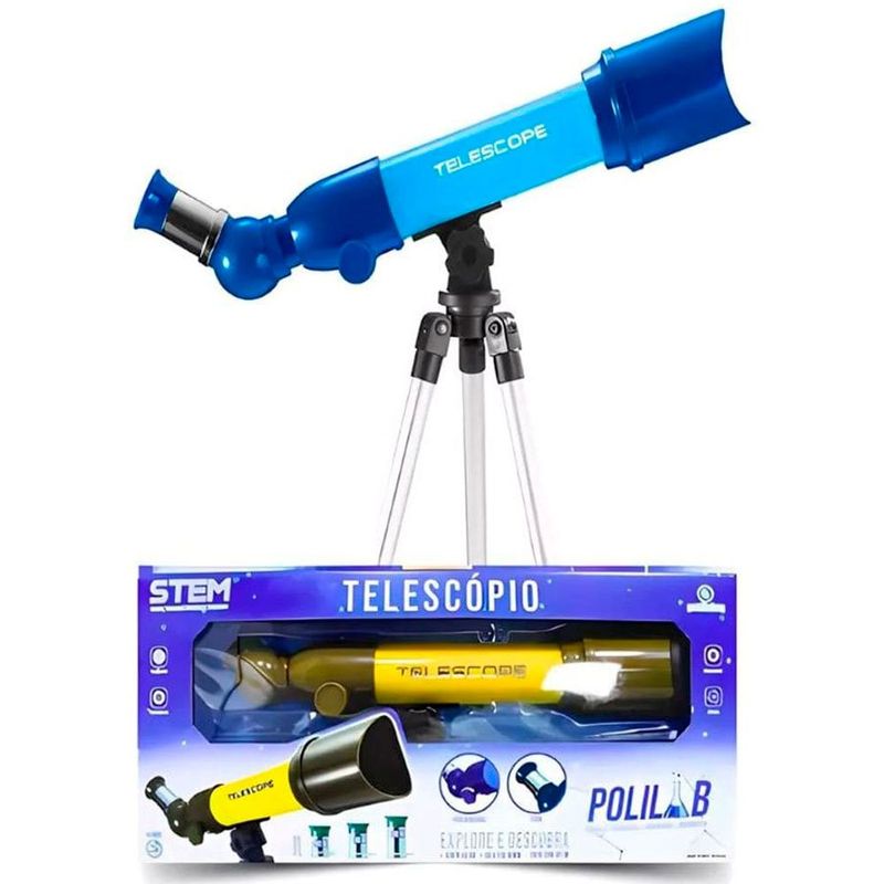 telescópio de brinquedo polibrinq polilab 3 opções de zoom e tripé (mp)