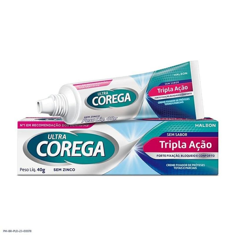 creme fixador para dentadura ultra corega tripla ação sem sabor 40g