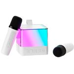 caixa de som karaokê bluetooth inova com 2 microfones branco (mp)