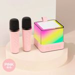 caixa de som karaokê bluetooth inova com 2 microfones rosa (mp)