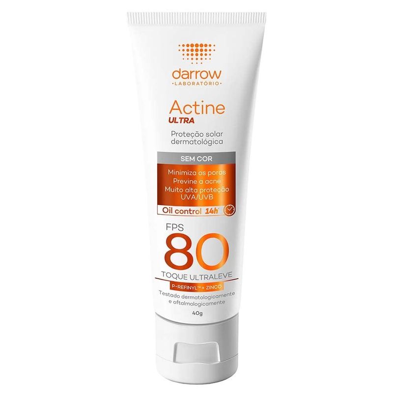 protetor solar facial darrow actine ultra fps80 sem cor 40g
