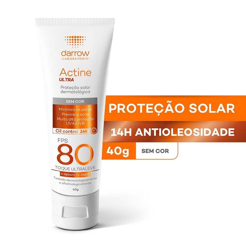 protetor solar facial darrow actine ultra fps80 sem cor 40g