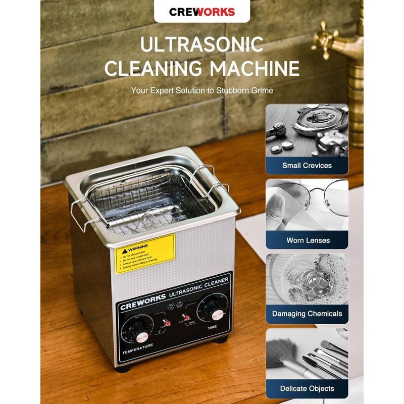 lavadora ultrassônica creworks para limpeza de peças e ferramentas 60w a-bi