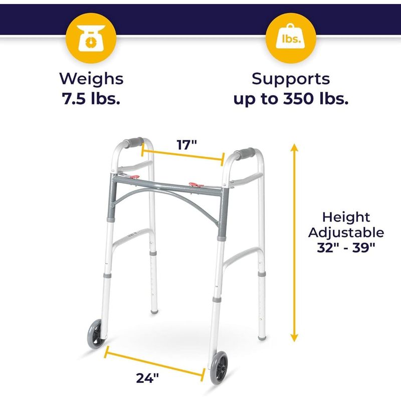andador dobrável drive medical 2 rodas prata a-bi