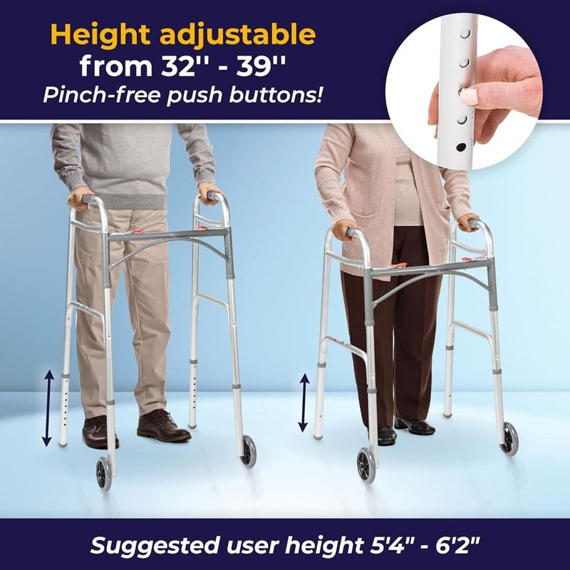 andador dobrável drive medical 2 rodas prata a-bi