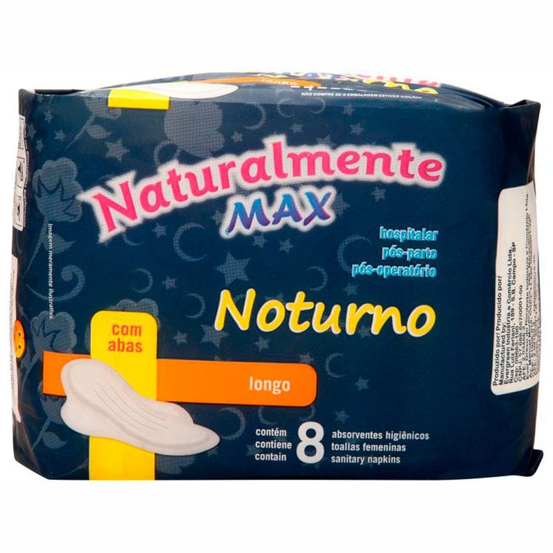 absorvente sem abas naturalmente max noturno 10 unidades