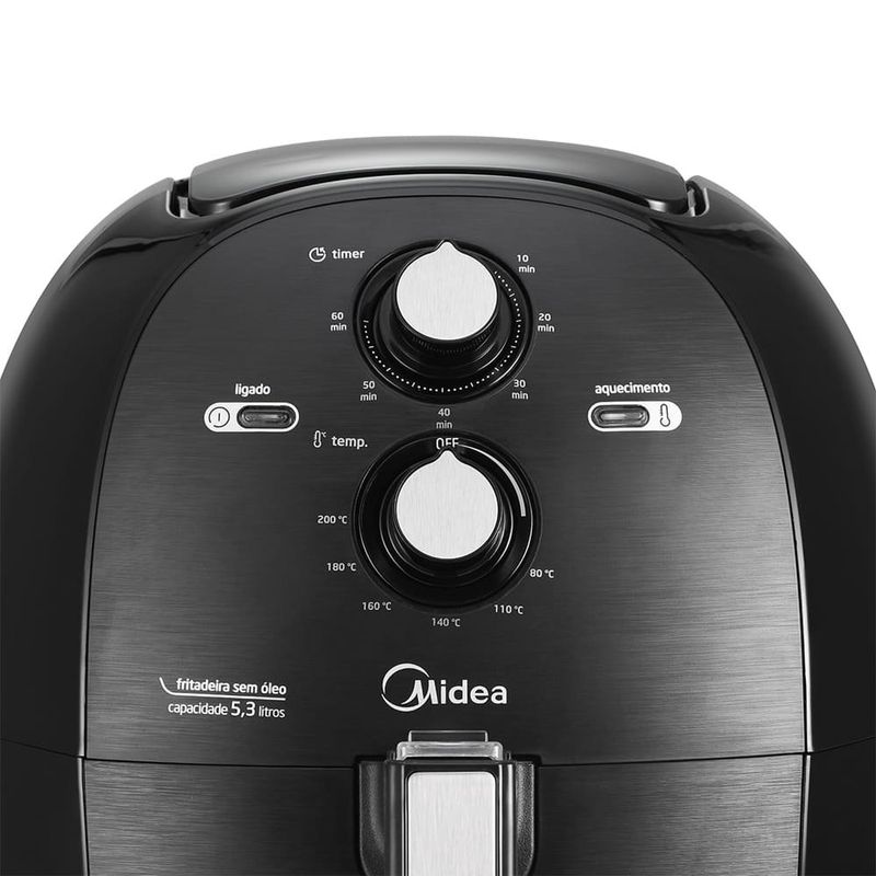 fritadeira midea air fryer 5,3l 127v preto