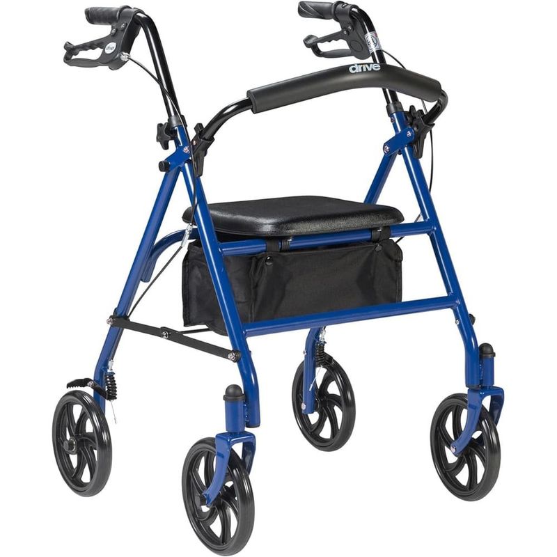 andador rolante drive medical 4 rodas com assento azul a-bi