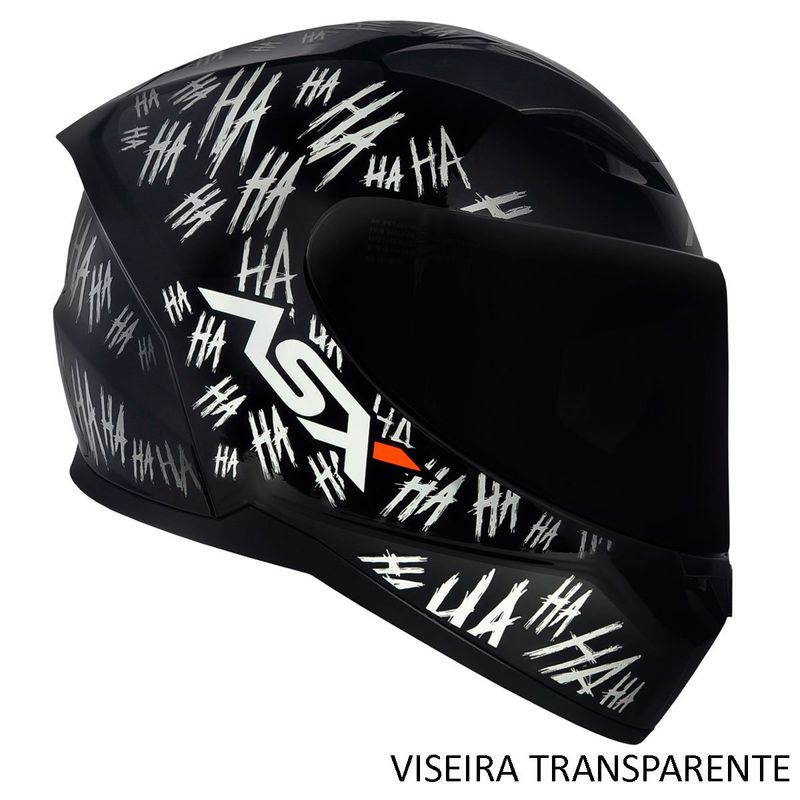 capacete asx city fun brilho preto branco 56 (mp)