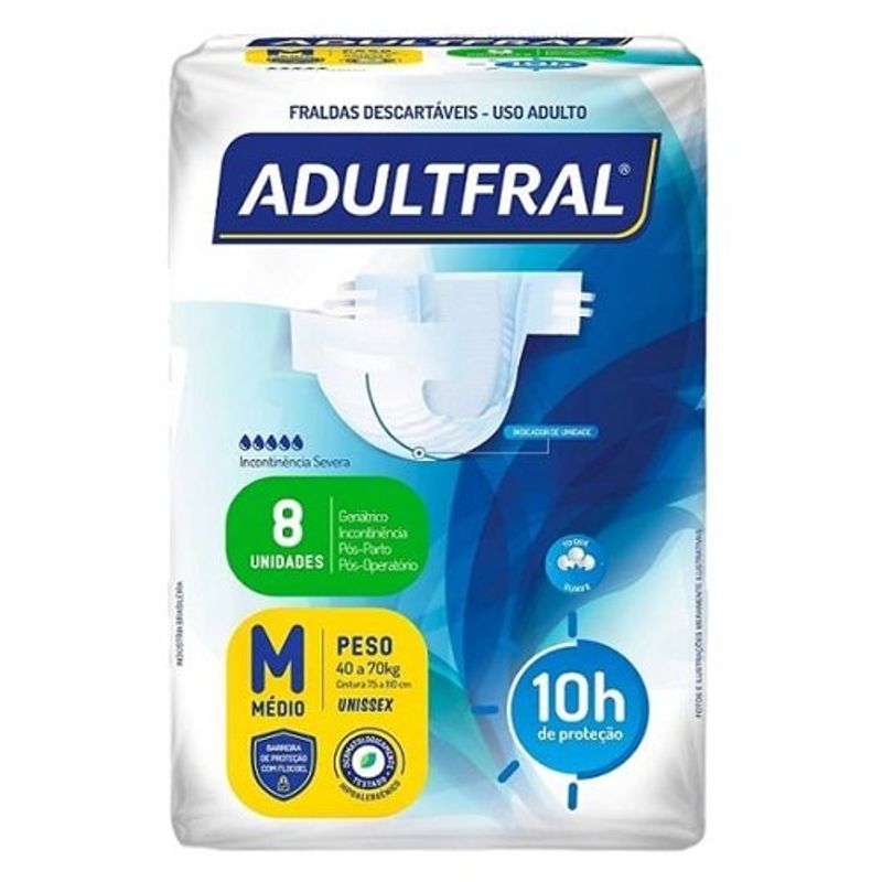 fralda geriátrica adultfral tamanho m 8 unidades