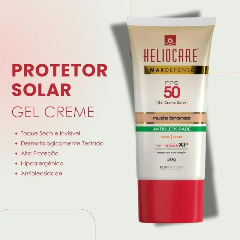protetor solar facial heliocare fps50 color max defense nude bronze 50g