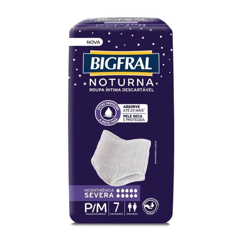 roupa íntima descartável bigfral noturna tamanho p/m 7 unidades