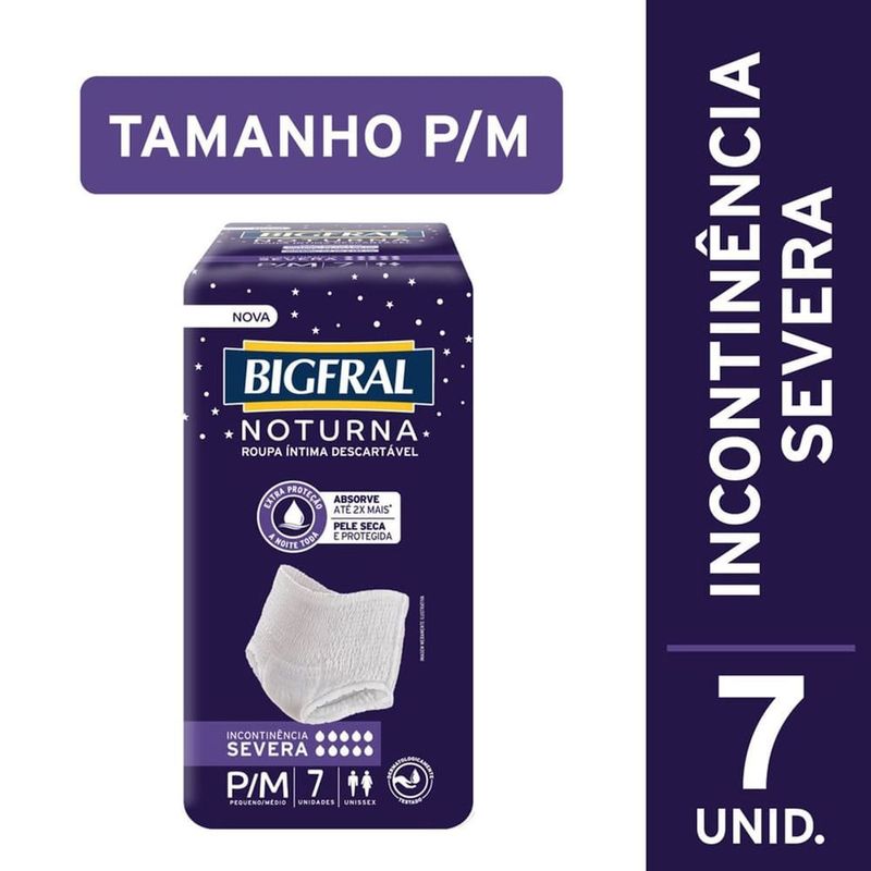 roupa íntima descartável bigfral noturna tamanho p/m 7 unidades