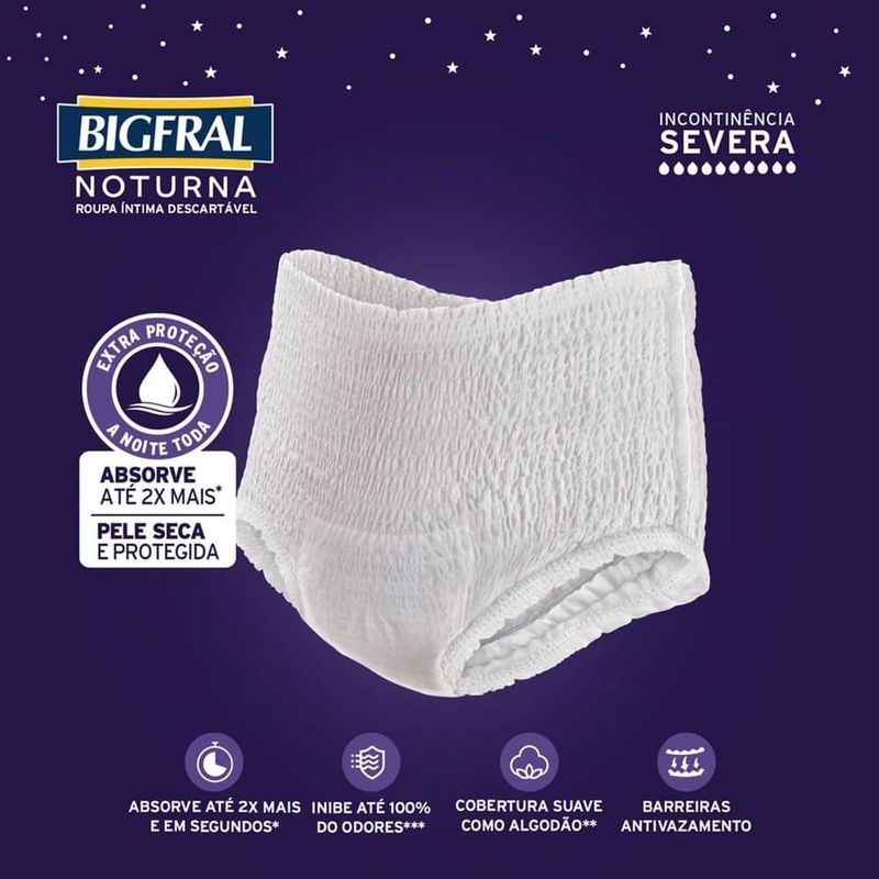 roupa íntima descartável bigfral noturna tamanho p/m 7 unidades