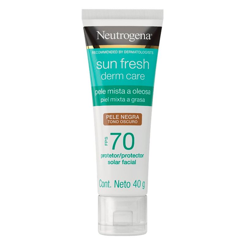 protetor solar facial neutrogena sun fresh derm care pele negra fps 70 40g