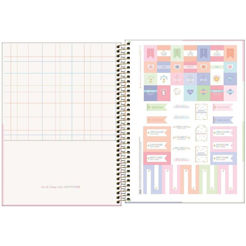 caderno universitário 12 matérias tilibra happy 192 folhas 305456