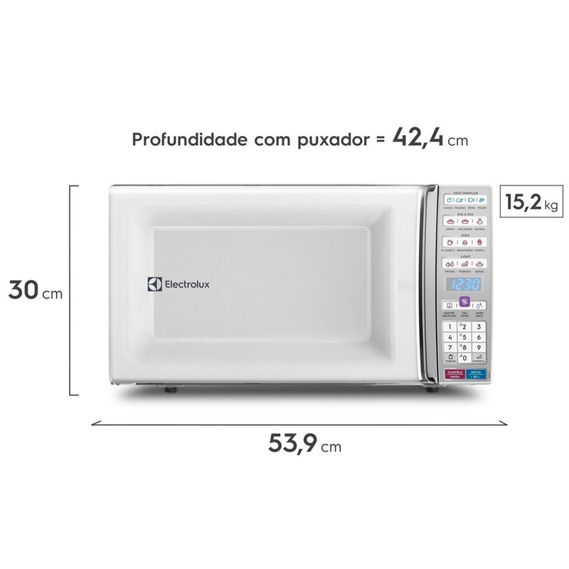 micro-ondas electrolux 34l função tira odor e manter aquecido 127v branco meo44