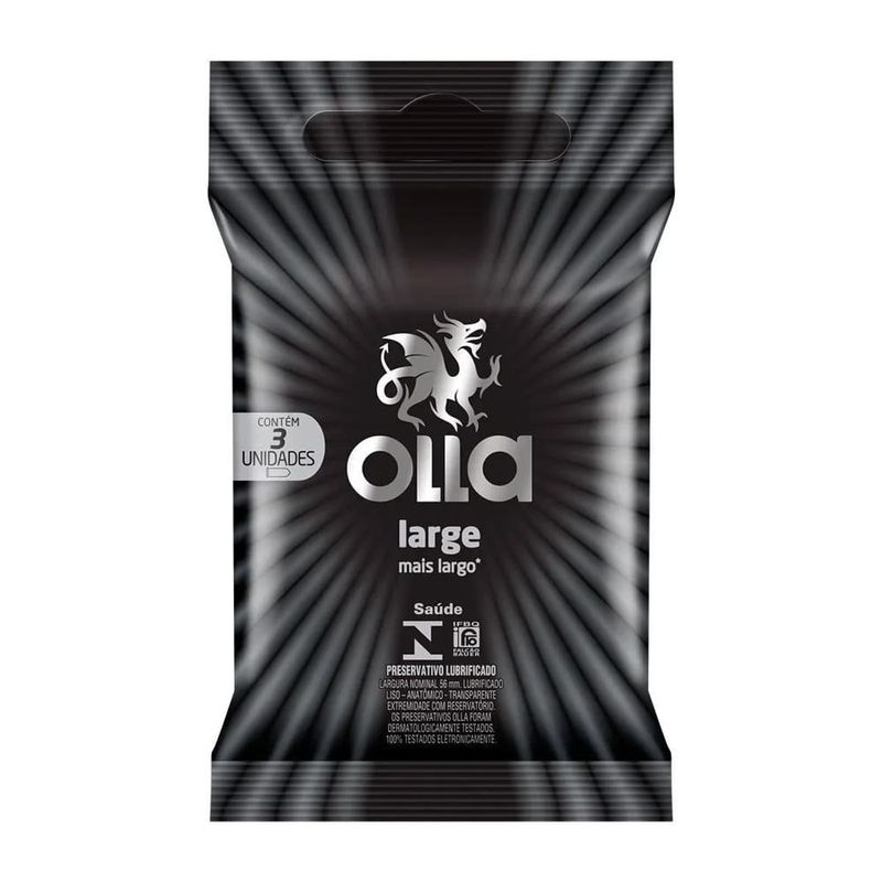 preservativo olla large lubrificado 3 unidades