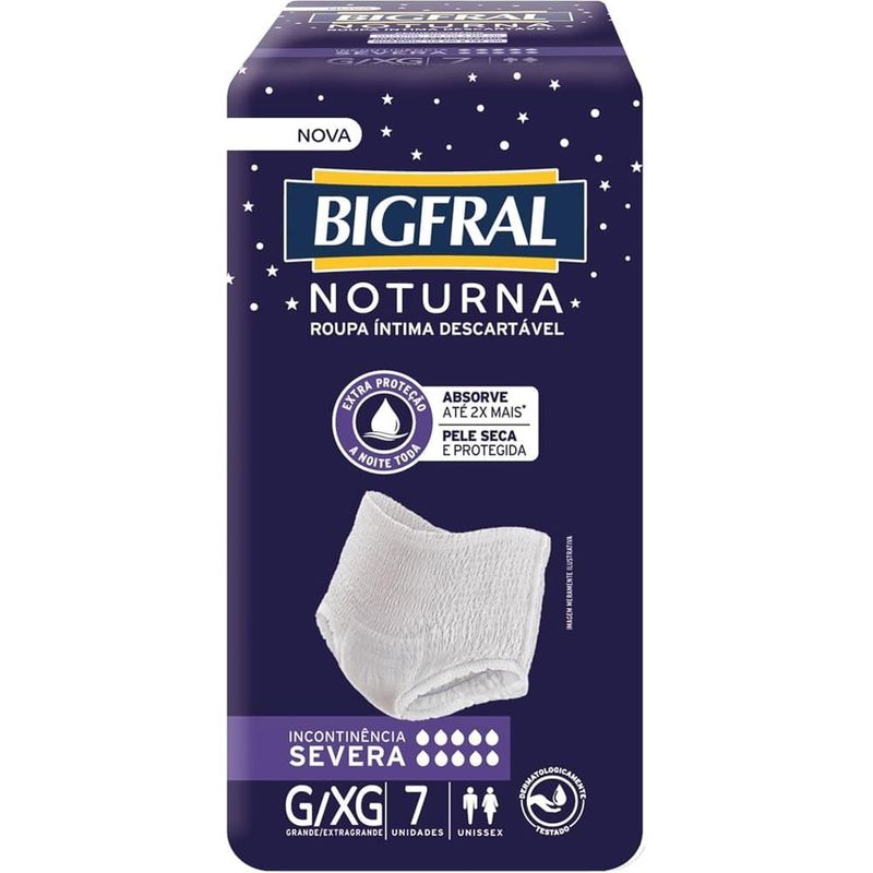 roupa íntima bigfral noturna unissex tamanho g/xg 7 unidades
