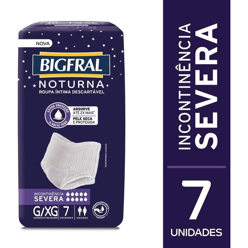 roupa íntima bigfral noturna unissex tamanho g/xg 7 unidades