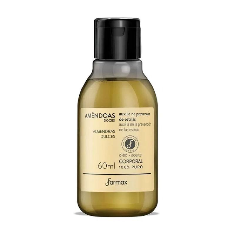 óleo corporal farmax amêndoas doce 100% puro 60ml