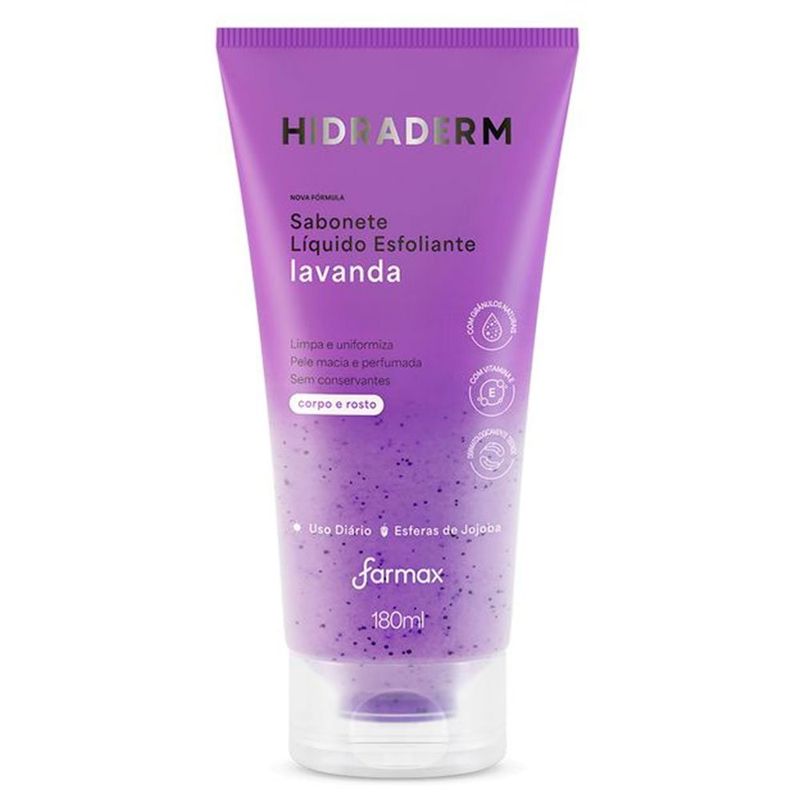 sabonete líquido esfoliante hidraderm lavanda 180ml