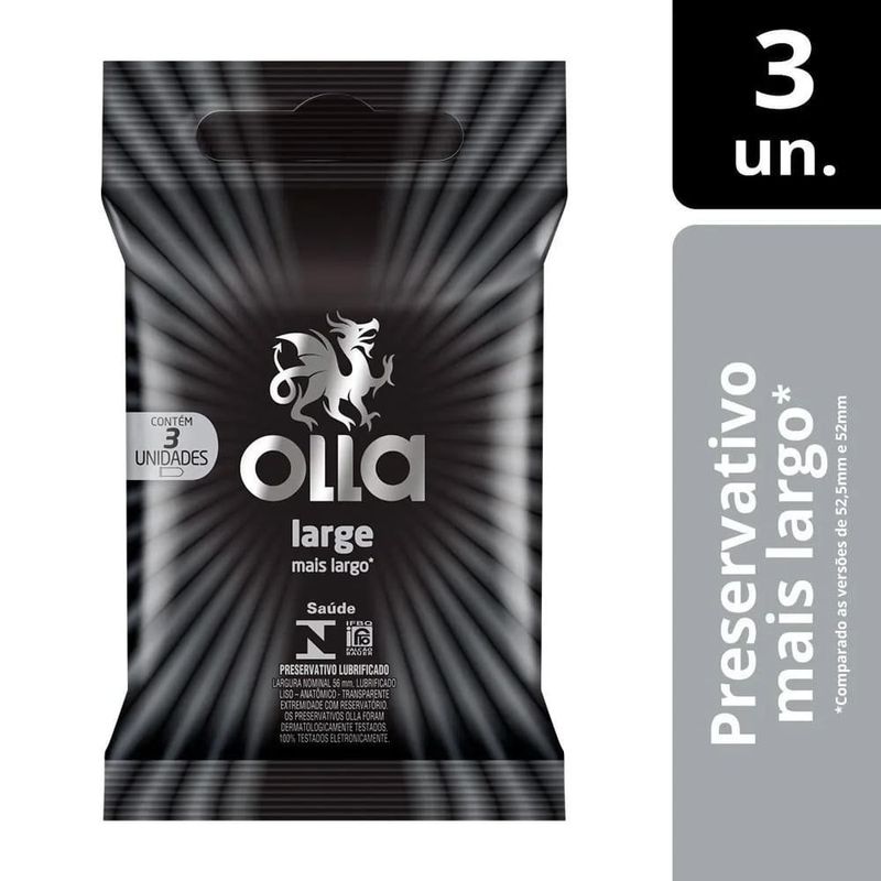 preservativo olla large lubrificado 3 unidades