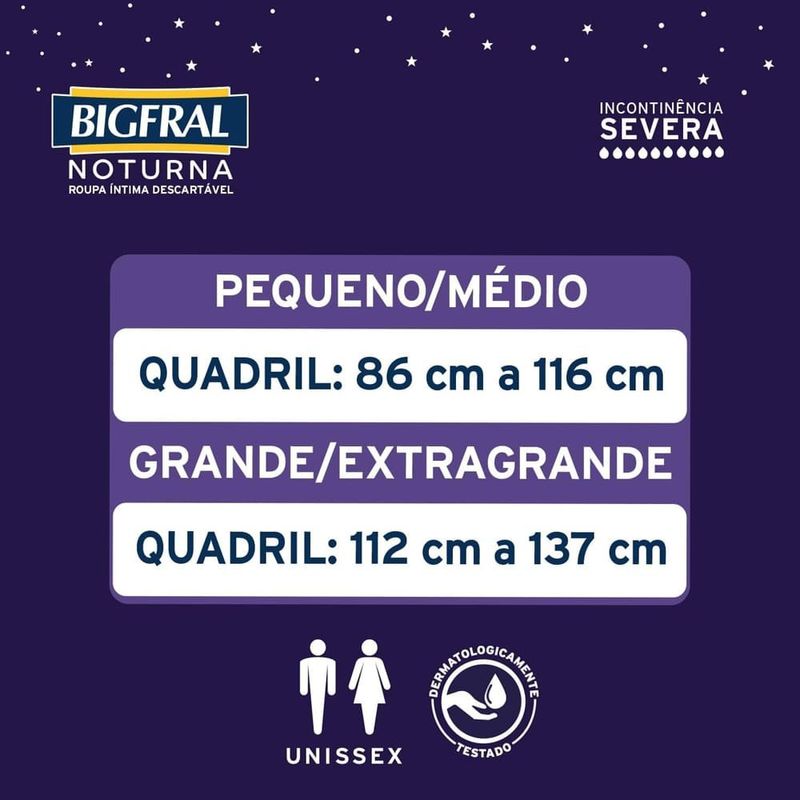 roupa íntima bigfral noturna unissex tamanho g/xg 7 unidades