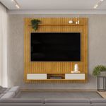 painel para tv até 70" dj móveis frisado lexus cedro com bali
