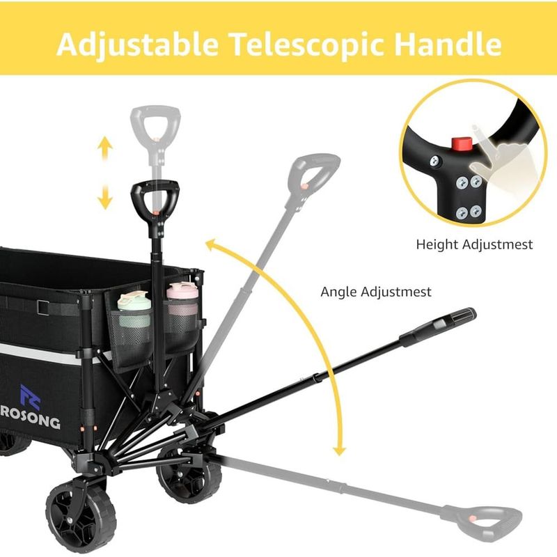 carrinho dobrável utilitário rosong preto a-bi