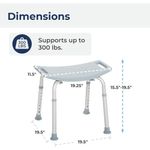 cadeira de chuveiro drive com pés ajustáveis para banheiras cinza 300lb a-bi