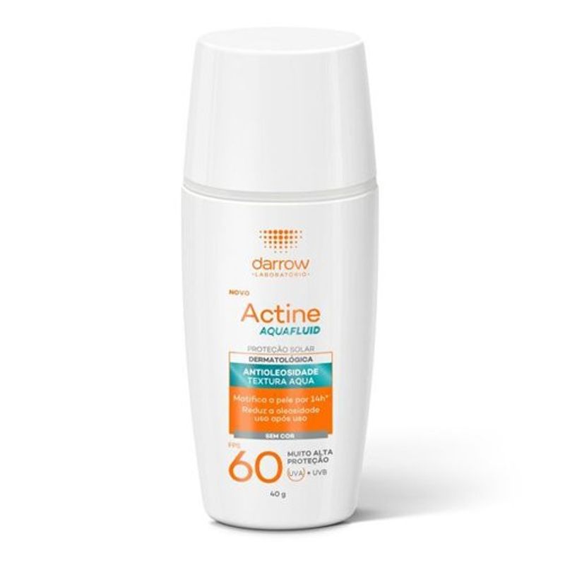 protetor solar facial fluido fps60 darrow actine aquafluid antioleosidade 40g
