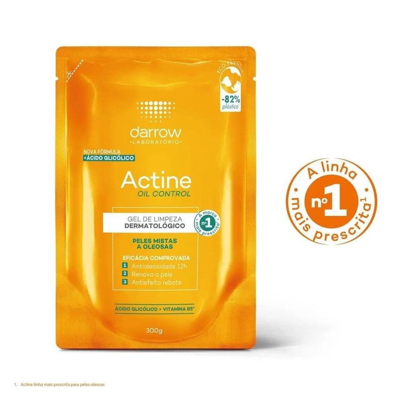 gel de limpeza facial darrow actine oil control peles mistas a oleosas 300g