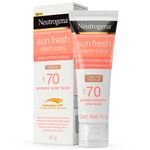 protetor solar facial neutrogena sun fresh derm care dry com cor fps70 40g
