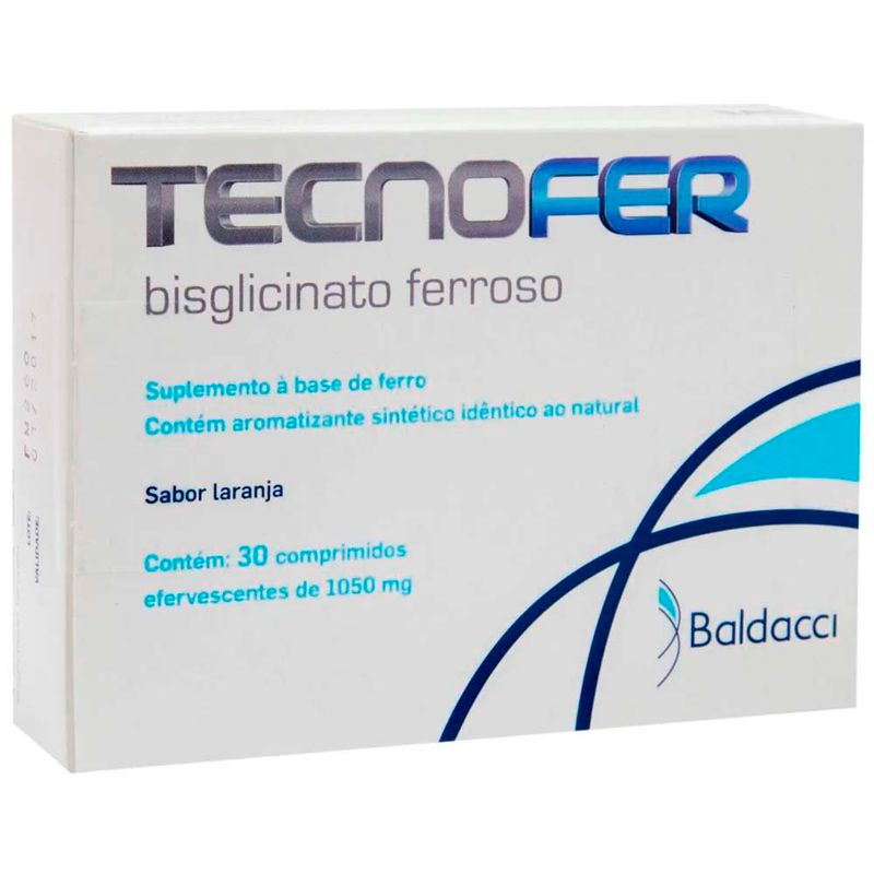 tecnofer 1050mg 30 comprimidos efervecentes bisglicinato ferroso laranja baldacci