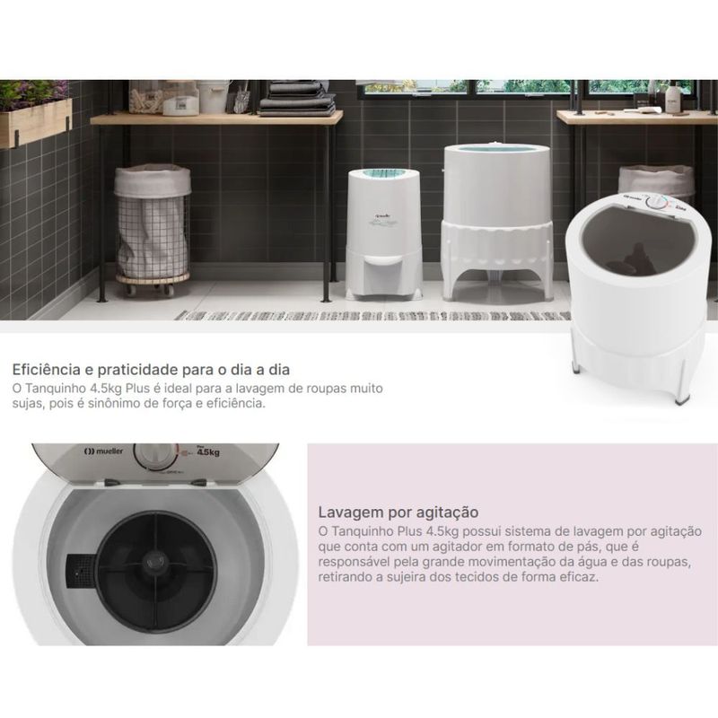 lavadora tanquinho mueller plus 4,5kg 127v branco (mp)