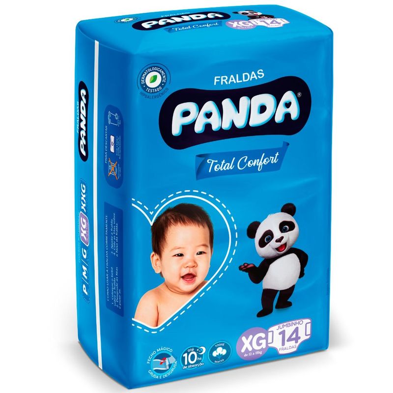fralda descartável infantil panda total confort jumbinho xg 14 unidades