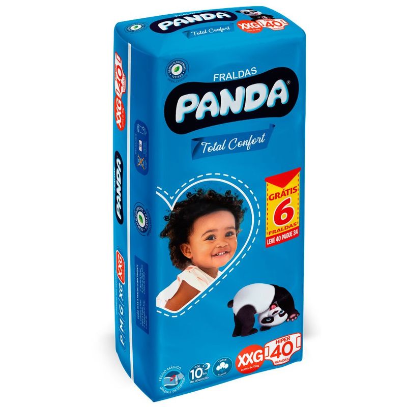fralda descartável infantil panda total confort hiper xxg 40 unidades