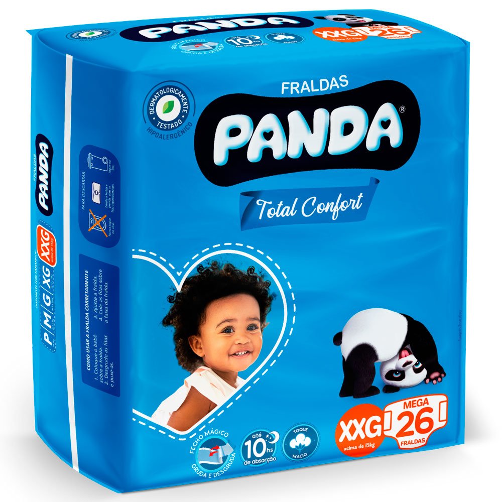 panda Fralda Infantil Panda Total Confort Mega XXG 26un