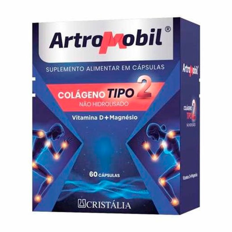 artromobil 60 cápsulas magnésio vitamina d colágeno cristália