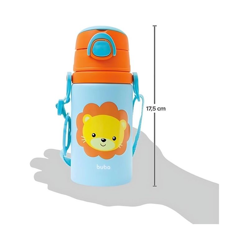 garrafa de alumínio infantil buba 400ml animal fun leão (mp)